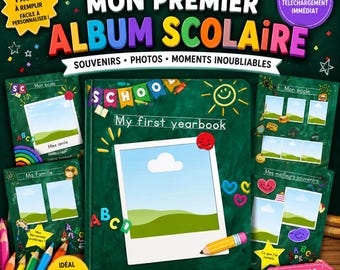 Album Souvenir Scolaire Canva, Modèle Modifiable Maternelle & primaire, Téléchargement Numérique