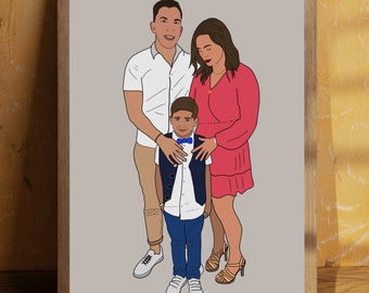 Line Art, Minimalista, Retrato sin rostro, ilustración personalizada, foto personalizada, ilustración fotográfica, retrato personalizado, regalo familiar