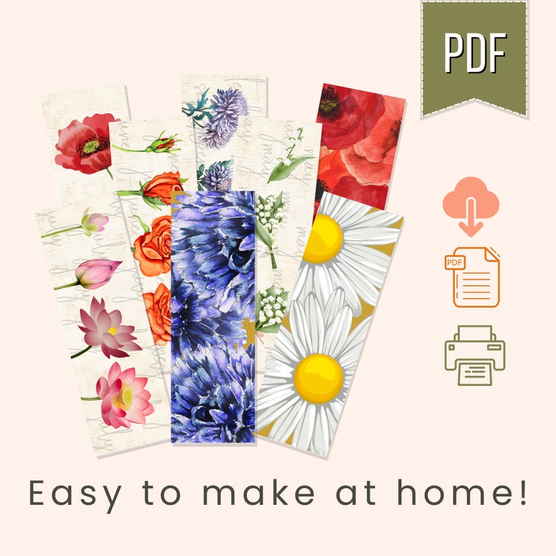 Cute Birth Flower Printable Bookmark PDF Download, Book Nerd Gift for ...