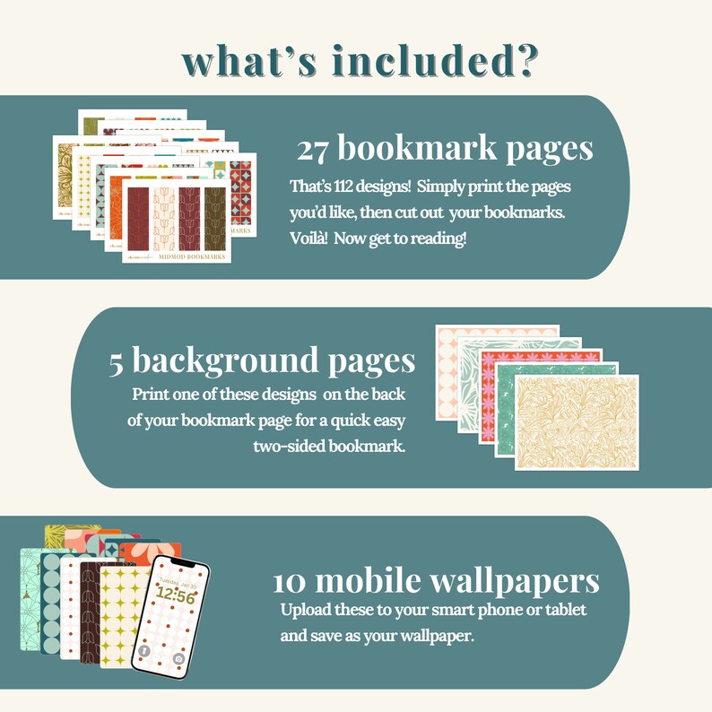 Mid Century Modern Midmod Printable Bookmark PDF, 112 Images Download ...