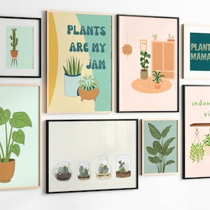 Lot de 30 oeuvres d'art imprimables + plantes, cadeau Plant Mama pour affiches, impressions et cartes postales, oeuvre d'art en sublimation pour petite entreprise avec plantes