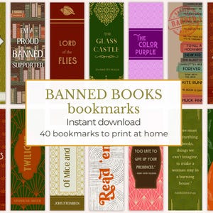 Banned Books Lesezeichen Druckbares Set, Freiheit zu lesen, Banned Books Week, Bibliothek Dekoration, digitaler Download