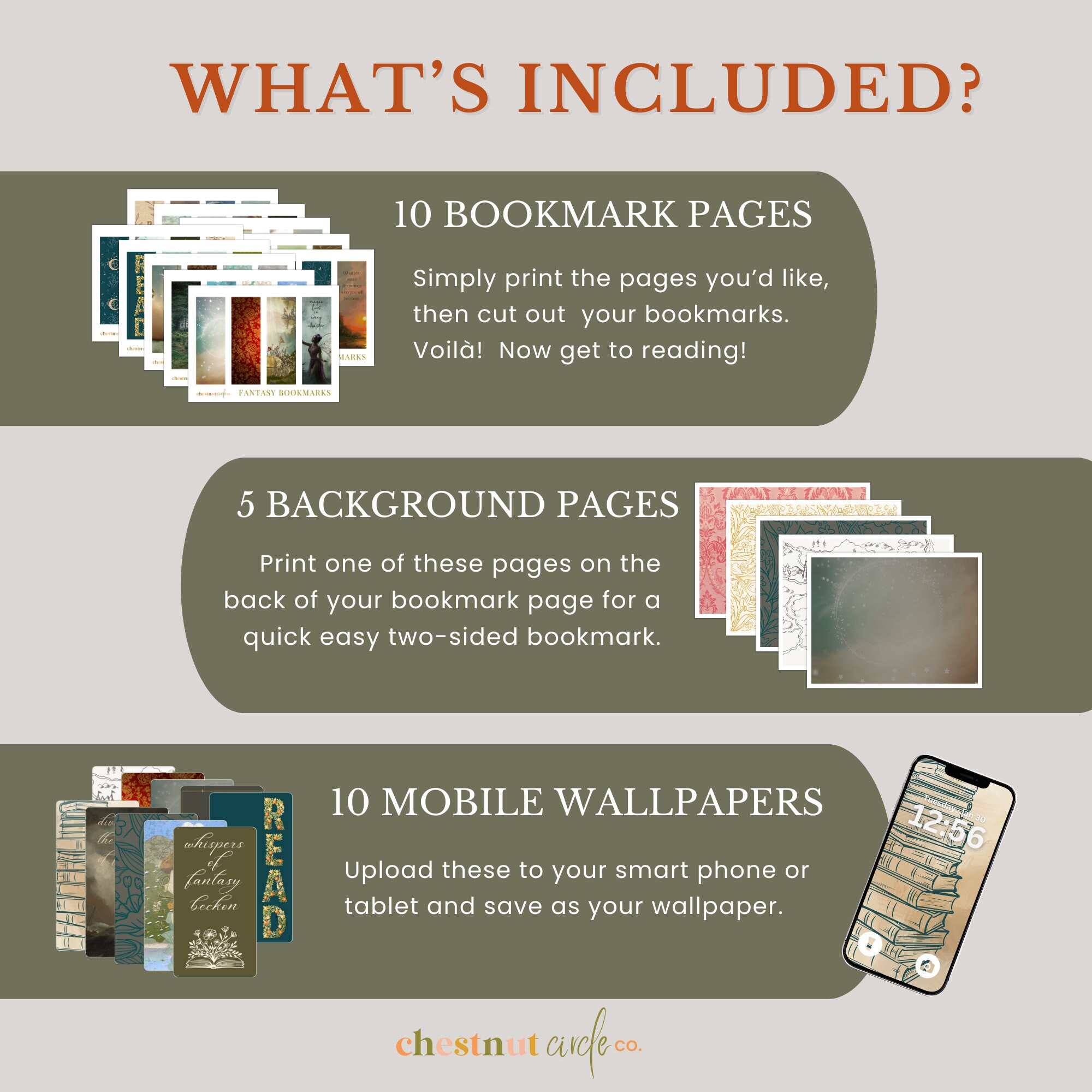 Fantasy Printable Bookmarks, Book Nerd Gift, DIY Bookmarks, Sublimation ...