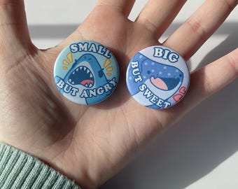 Shark and whale shark height button pins