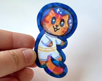 HOLOGRAPHISCHE Space Cat Vinyl Aufkleber