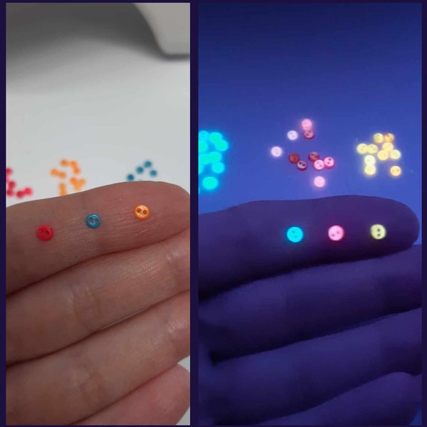 Mini Tiny Buttons 3mm Glowing in The Dark! Sewing - Sew for Dolls - Miniature - Dollhouse - Barbie - BJD -Pullip - Halloween - 1/6 - 1/12