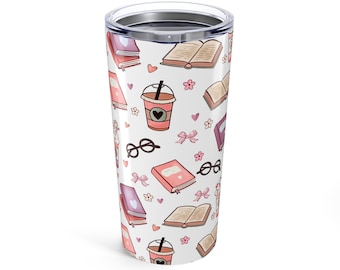 Cute Bookish Tumbler, Literary Tumbler, Coffee Tumbler, Reading Gift, Book Lover Gift, 20oz Tumbler