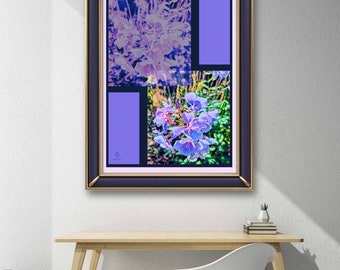 Phlox in blues and purples - blue flowers, purple flowers, floral art, florals, flowers, flower art, digital art, printable art, wall art.