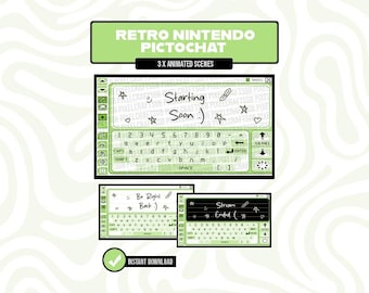 NINTENDO DS Green PictoChat Retro Animated Scenes | Overlay, Twitch, Youtube, Streaming | Ready to use | Digital Files | 1920x1080