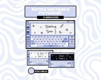 NINTENDO DS Blue PictoChat Retro Animated Scenes | Overlay, Twitch, Youtube, Streaming | Ready to use | Digital Files | 1920x1080