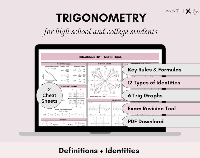 Trigonometry Cheat Sheet | Math Formula Quick Reference | High School ...