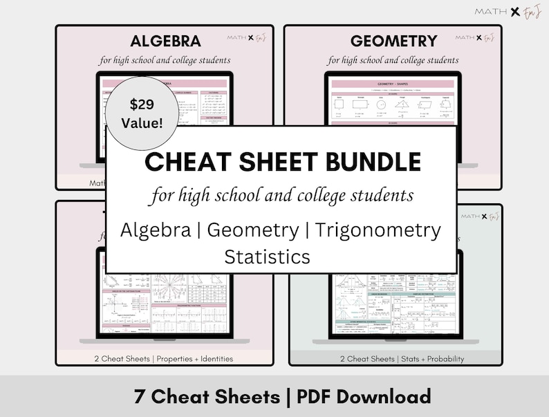 Math Cheat Sheets | Algebra, Geometry, Trigonometry & Statistics | Math ...