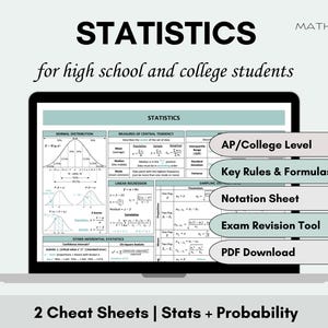 AP Statistik Spickzettel | Statistik & Wahrscheinlichkeitsformel Kurzanleitung Kurzübersicht | Abitur und College Mathe Lernhilfe Exam Prep