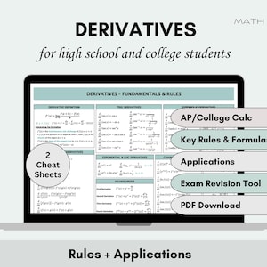 微分チートシート | AP 微積分 AB および BC 学習補助 | 数学公式クイックリファレンス | 微積分試験準備数学ノート