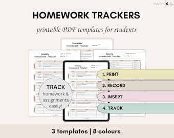 Hausaufgaben Tracker Printable | Studenten-Planer Insert Aufgabe Checklist | Lernorganisation Schüler Hausaufgabenheft