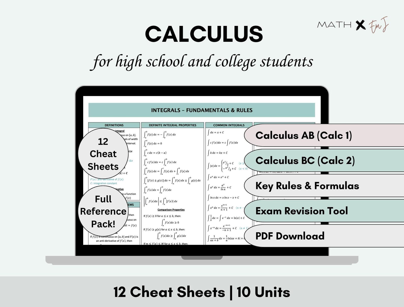 AP Calculus AB & BC Cheat Sheet (calc 1, Calc 2) | Calculus Study Guide ...