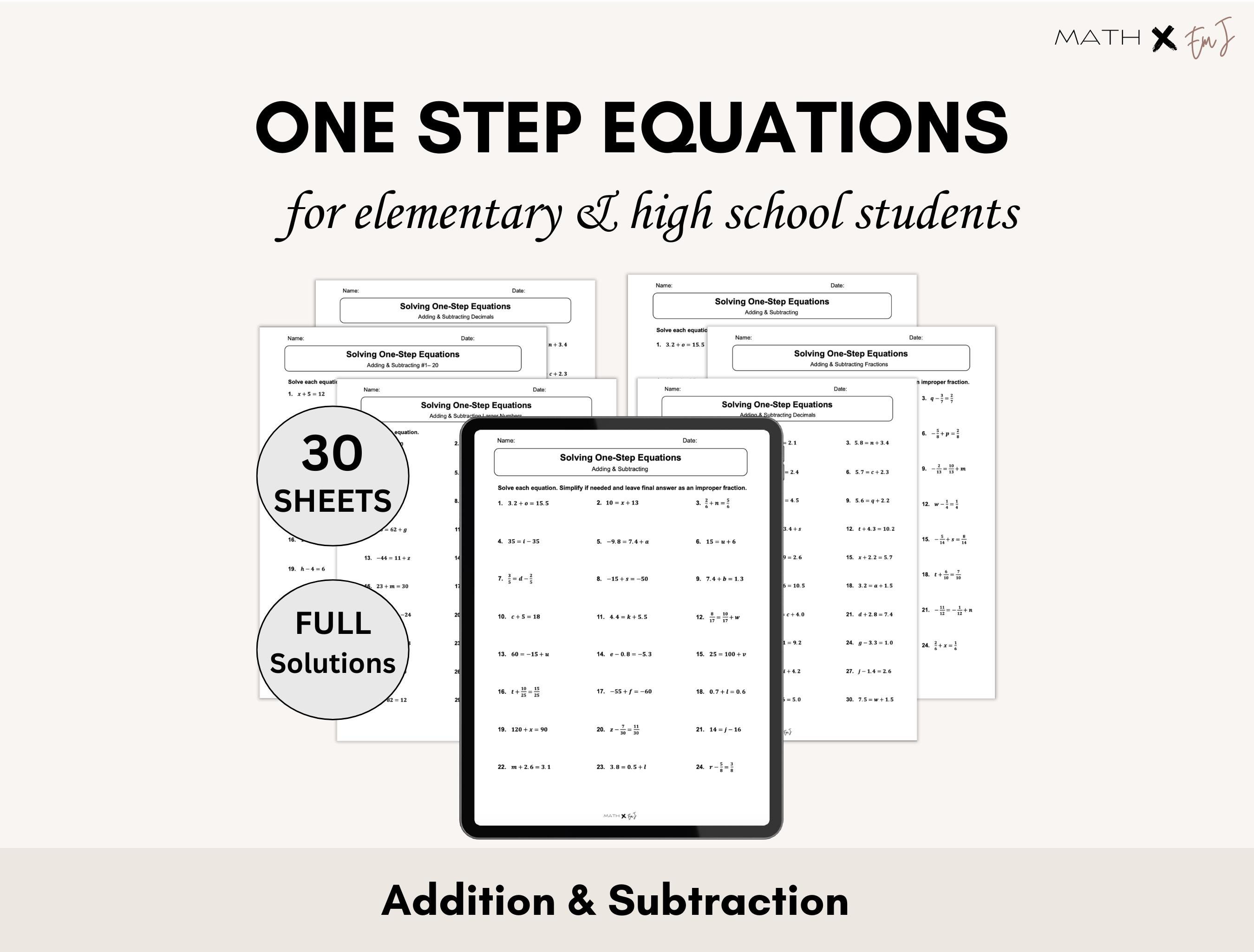 Equation worksheets - Etsy México, image size:2700x2050