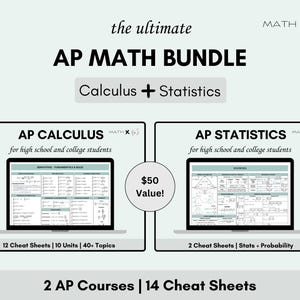 AP Math Cheat Sheet | Statistics & Calculus Formula Quick Reference | High School and College Math Study Aid | AP Exam Prep Study Resource