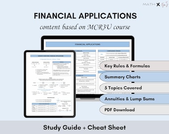 Financial Applications Study Guide & Cheat Sheet | MCR3U Functions Study Aid | Interest, Annuities, Real-World Finance Math Formulas