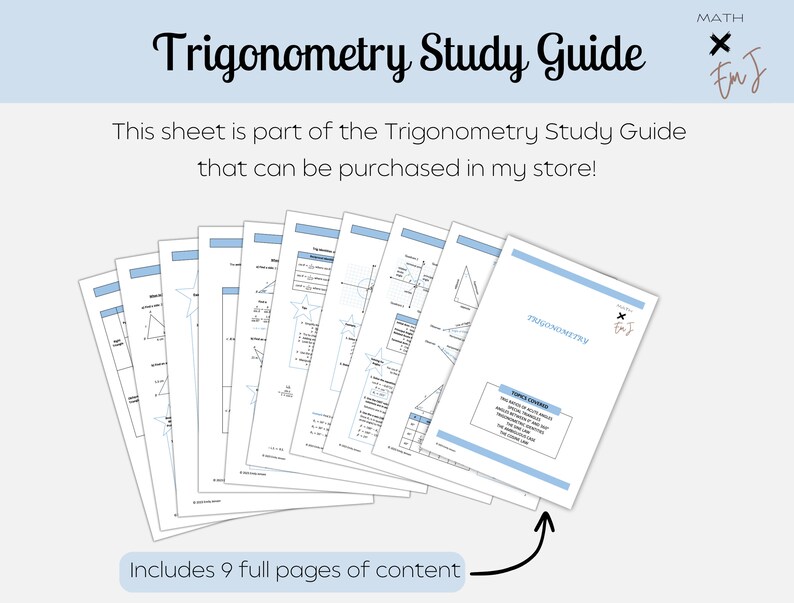 Trigonometry Rule Cheat Sheet Solving Triangles High Etsy