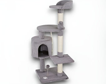 Cat Tree House | Fluffy Scratching Playground | Multi-Level Cat Condo | Cat Playhouse |