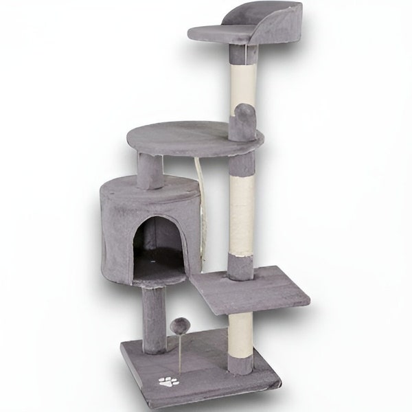 Cat Tree House | Fluffy Scratching Playground | Multi-Level Cat Condo | Cat Playhouse |