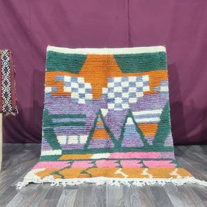 Personalized Moroccan Rugs Design - Custom Boujaad Rug - Beni Ourain Handmade Rug -Berber Rug,Emerald Green Rug -Green Rug for Living Room