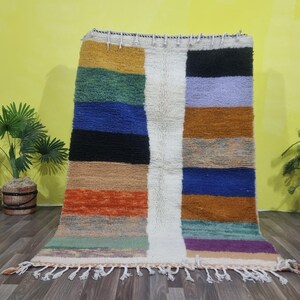 Wunderschöner Beniourain Teppich Wolle- Bunter Teppich- Kundenspezifischer Oranger Teppich - Marokkanischer Berber Teppich- Shaggy Wollteppiche- Marokkanischer Teppich- Gewebter marokkanischer Teppich