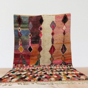 Rosa Beni Ourain Teppich Wohnzimmer- Beni Ourain Teppich Wohnzimmer- Beni Ourain Teppich Wohnzimmer- Handgefertigter Berber Teppich- Handgefertigter Teppich