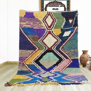 Gorgeous Beni Ourain Berber Carpets living room - Beni Ourain Wool Rug -High-Quality Beni Ourain Rug -Geometric hand knotted Rug- Wool Rug