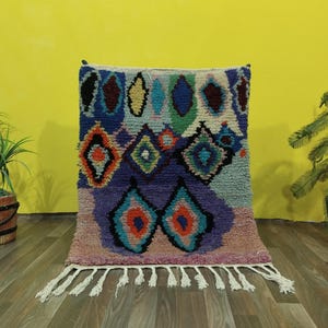 Amazing Multicolored Rug - Boujaad Rug -Moroccan Handmade Rug- Colorful Moroccan Rug- Handmade Wool Rug-   Artistic Shag Area Rug.