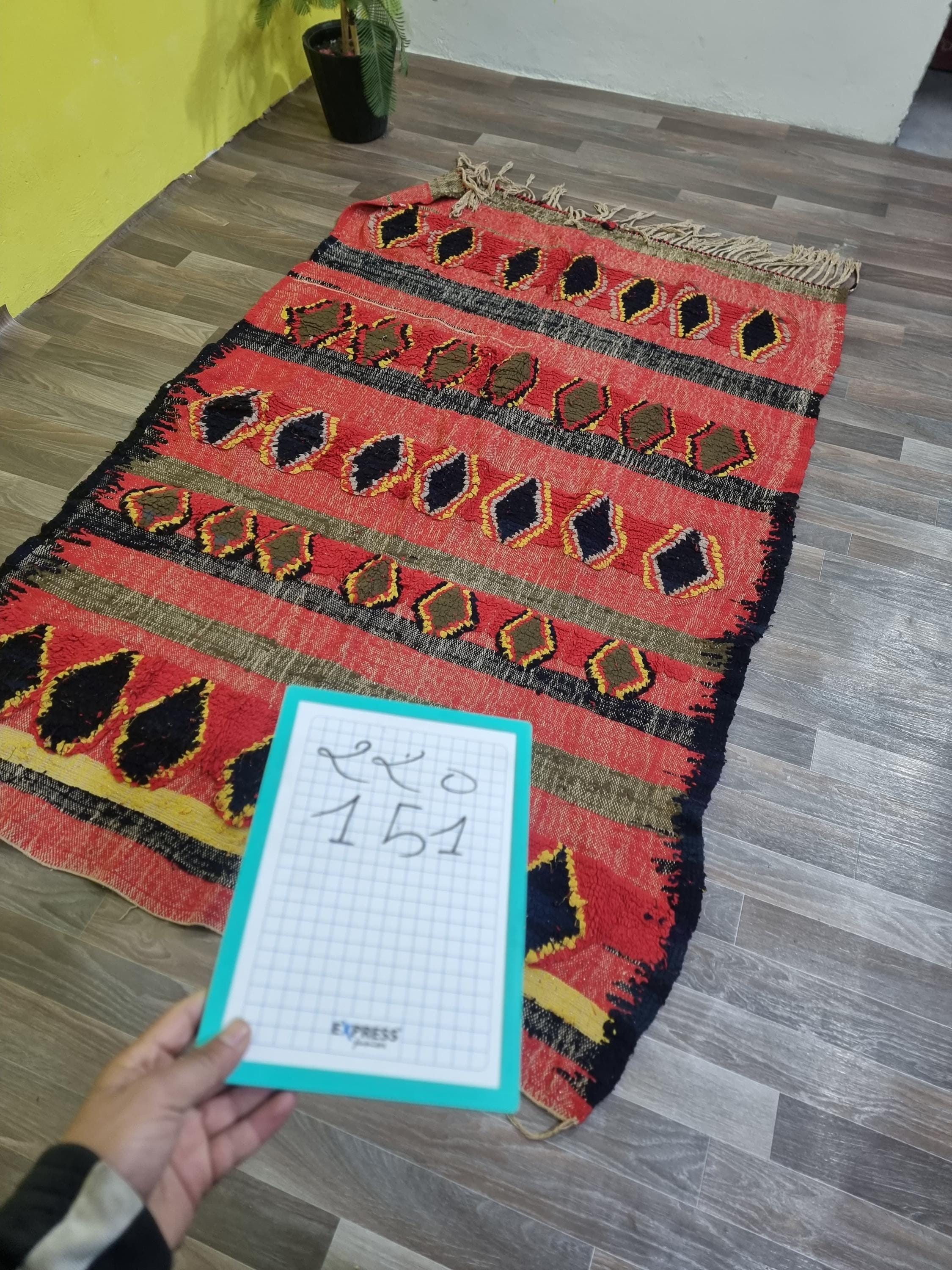 専用ページ ベルベルのカラフルなランナーラグ - 本物のモロッコの赤いラグ - 赤い