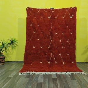 AMAZING MINIMALISTIC ORANGE Rugs- Orange wool Rug- Emerald Orange Rug- Unique Geometric Rug-Custom Berber Rug- Moroccan Custom rugs