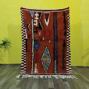 Gorgeous Beni Ourain Custom rugs living room - Amazing Multicolored Rug-Handmade Wool Rug-Berber Carpet-Genuine Wool Rug- Berber Orange rug