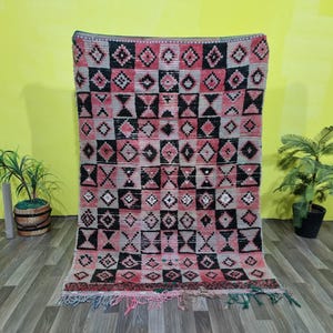 Geometric Rug Living Room- Unique Cozy Chic Rugs- Moroccan Azilal Vintage Rug- Gorgeous Moroccan Berber Runner- Berber Colorful Runner Rug