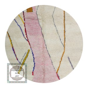 Handgefertigter runder marokkanischer Wollteppich - Bunter abstrakter Teppich - Boho-Dekor - Benutzerdefinierter Teppich - Einzigartige marokkanische Kunst
