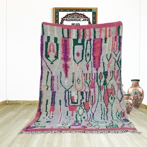 Gorgeous Beni Ourain Rug-Boujaad Wool Rug- Moroccan Aera Rug For Your Living Room- Berber Rug Colorful- Moroccan Area Rug- Colorful Wool rug