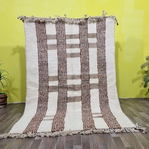 Wunderschöner Beni Ourain Teppich - Geometrischer Teppich - Wollteppich - Abstrakter Teppich - Marokkanischer Teppich