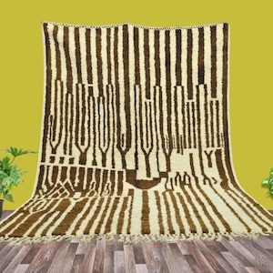 MOROCCAN MRIRT RUG, Moroccan Brown rug- Wool Rug- Handmade Colorful Rug- Moroccan Brown Rug- Wool Rug- Beni Mrirt rug- Abstract Area Rug
