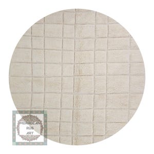 Tapis rond blanc, tapis Beni Ourain coloré - Magnifique tapis rond - Tapis rond personnalisé - Tapis rond blanc - Tapis rond uni - Tapis rond Beni Ourain