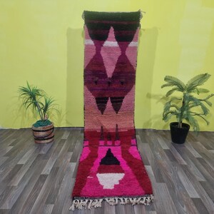 Colorful Boujaad Runner- Moroccan Handmade Wool Runner Berber Runner Rug -Authentic Boujaad Runner 2x9- Genuine Moroccan Wool