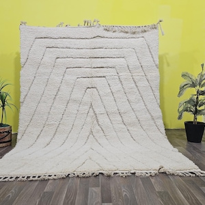 Gorgeous Beni Ourain White Rug- White Colorful Rug- Moroccan Rug- Boujaad rug-Beni Ourain Rug- Authentic Moroccan Rug-Custom Beni Ourain rug