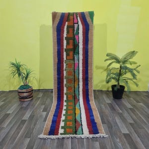 Colorful Hallway Rug- Handmade Wool Runner Rug-Authentic rug -Custom Berber Runner-Cozy Chic Runner-Boho Decor- Moroccan Runner Rug
