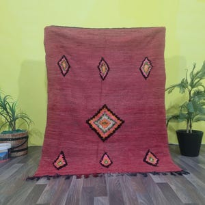 Red Boujaad Rug Runner-Amazing Runner Rug-Red Rug Runner -Beni Ourain Runner Runner- Moroccan Berber Rug Hallway Runner-Narrow Rug Runner