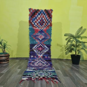 Moroccan Boujaad Rug- Amazing Multicolored Rug- Boujaad rug- Berber Rug- Handmade colorful Runner- Bohemian Colorful Rug- Cozy Chic Wool Rug
