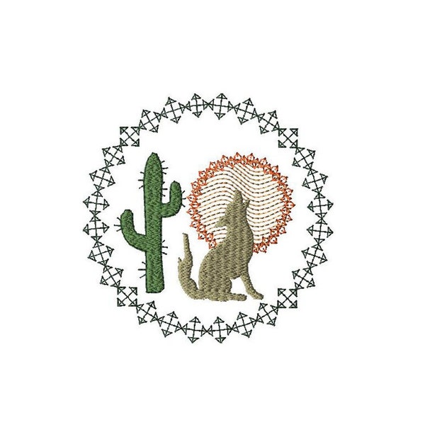 Southwest Coyote Embroidery Design