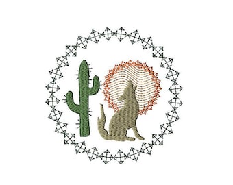 Southwest Coyote Embroidery Design