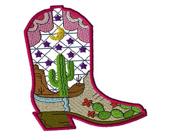 Southwest Cowboy Boot Embroidery Design