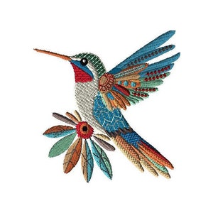 Folk Art Hummingbird Embroidery Design