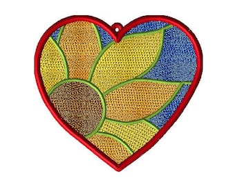 Mylar Sunflower Sun Catcher Embroidery Design